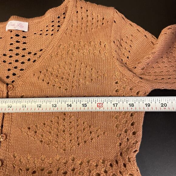 Bell Sleeve Crochet Boho Festival Fairy Hippie Cottage core Top Brown Women’s XS - Picture 8 of 9
